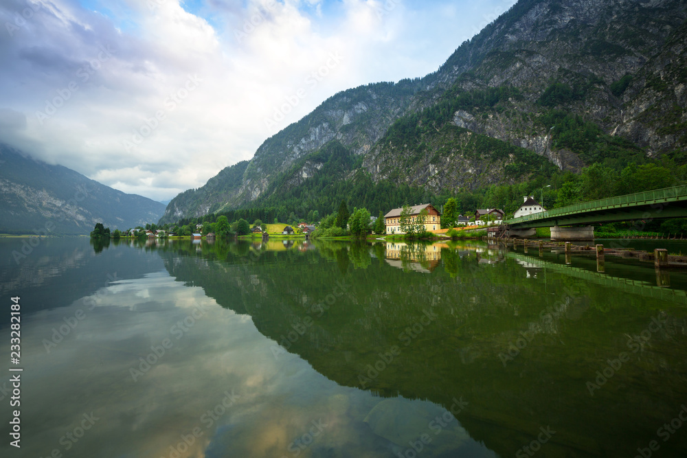 Scenery at Grundlsee lake in Alps mountains, Austria