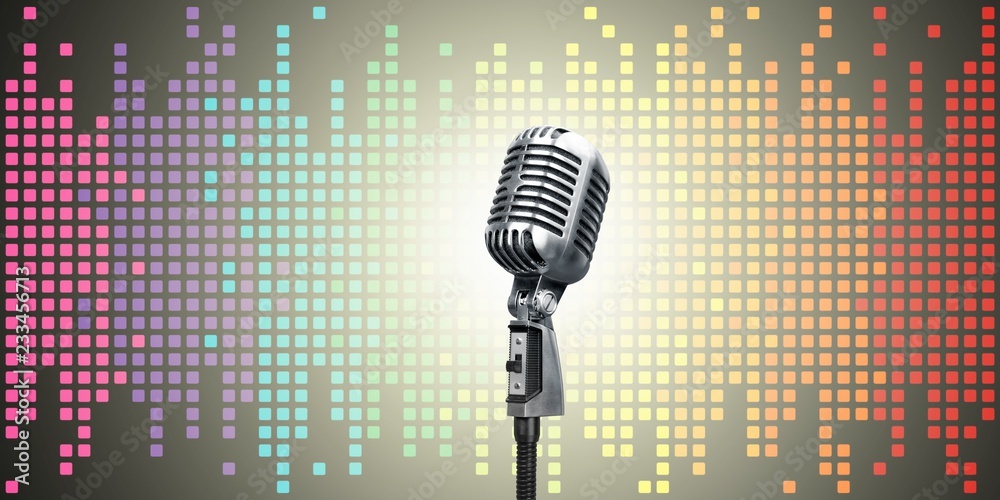 Retro style microphone on  background