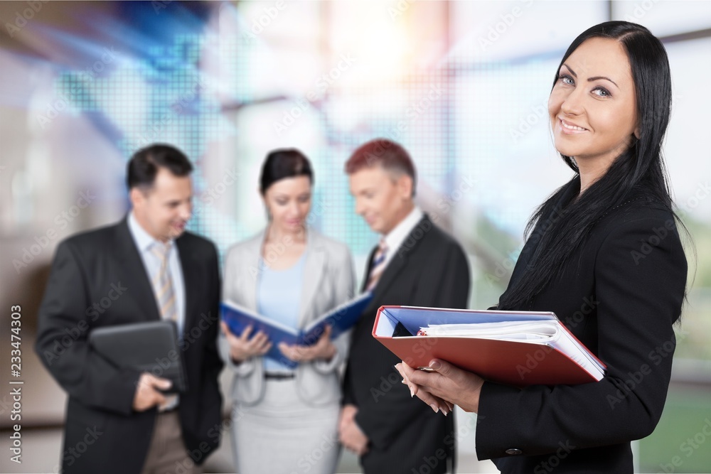 Portrait of Business people  at meeting on background