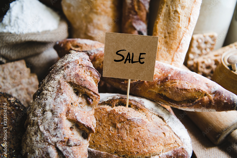 Homemade fresh bread on sale