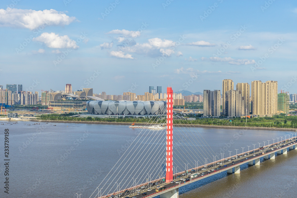 panoramic city skyline in hangzhou china