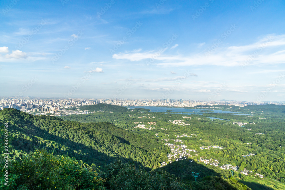 中国杭州全景城市天际线