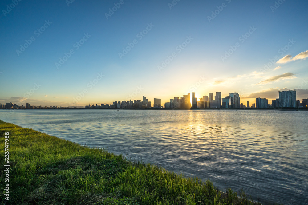 panoramic city skyline in hangzhou china