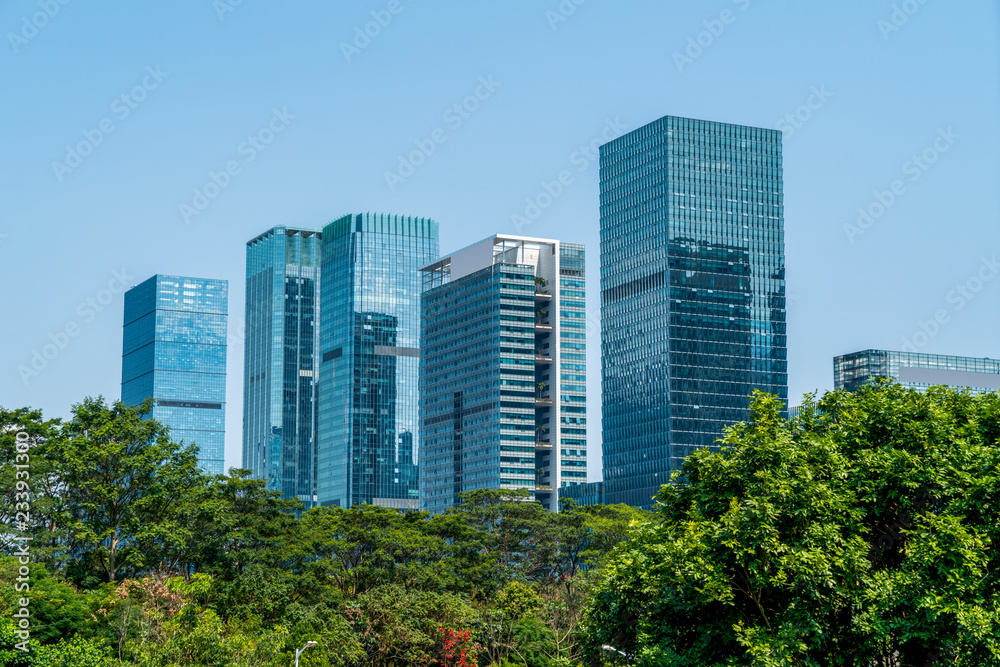 Architectural landscape of commercial building in central town