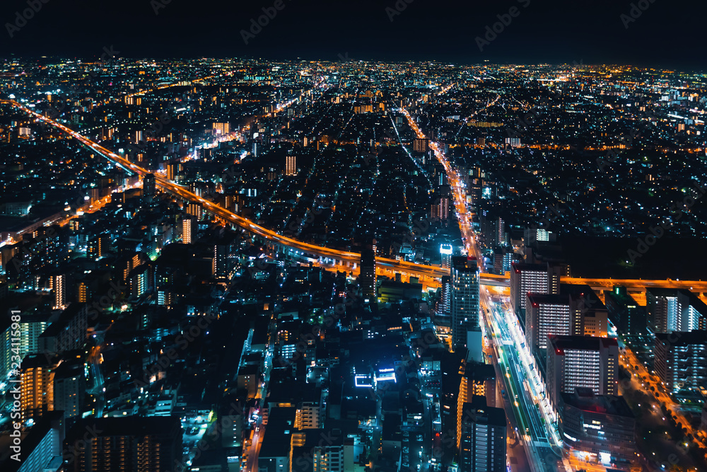 大阪夜景鸟瞰图