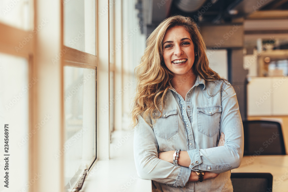 Portrait of a smiling businesswoman standing in office