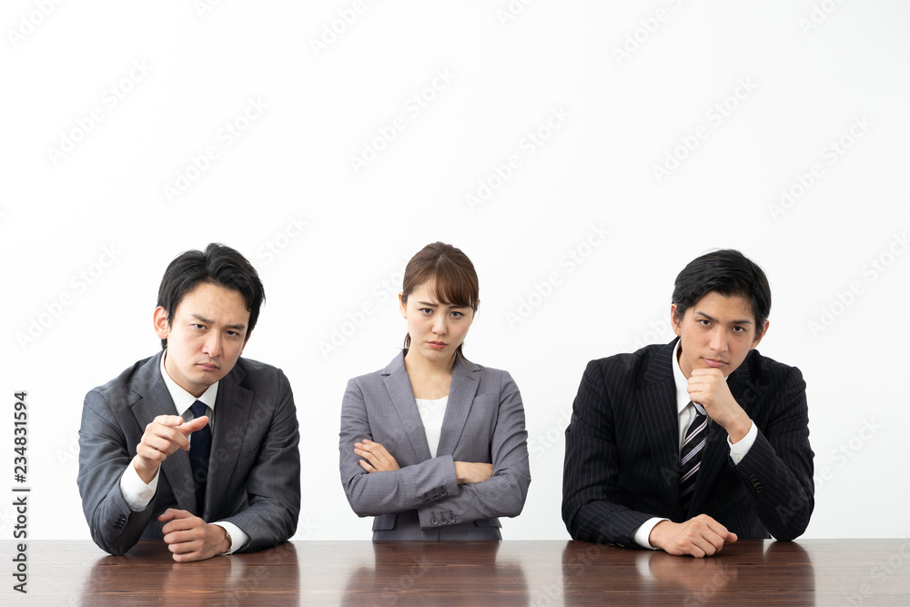 asian business group in conference room on white background