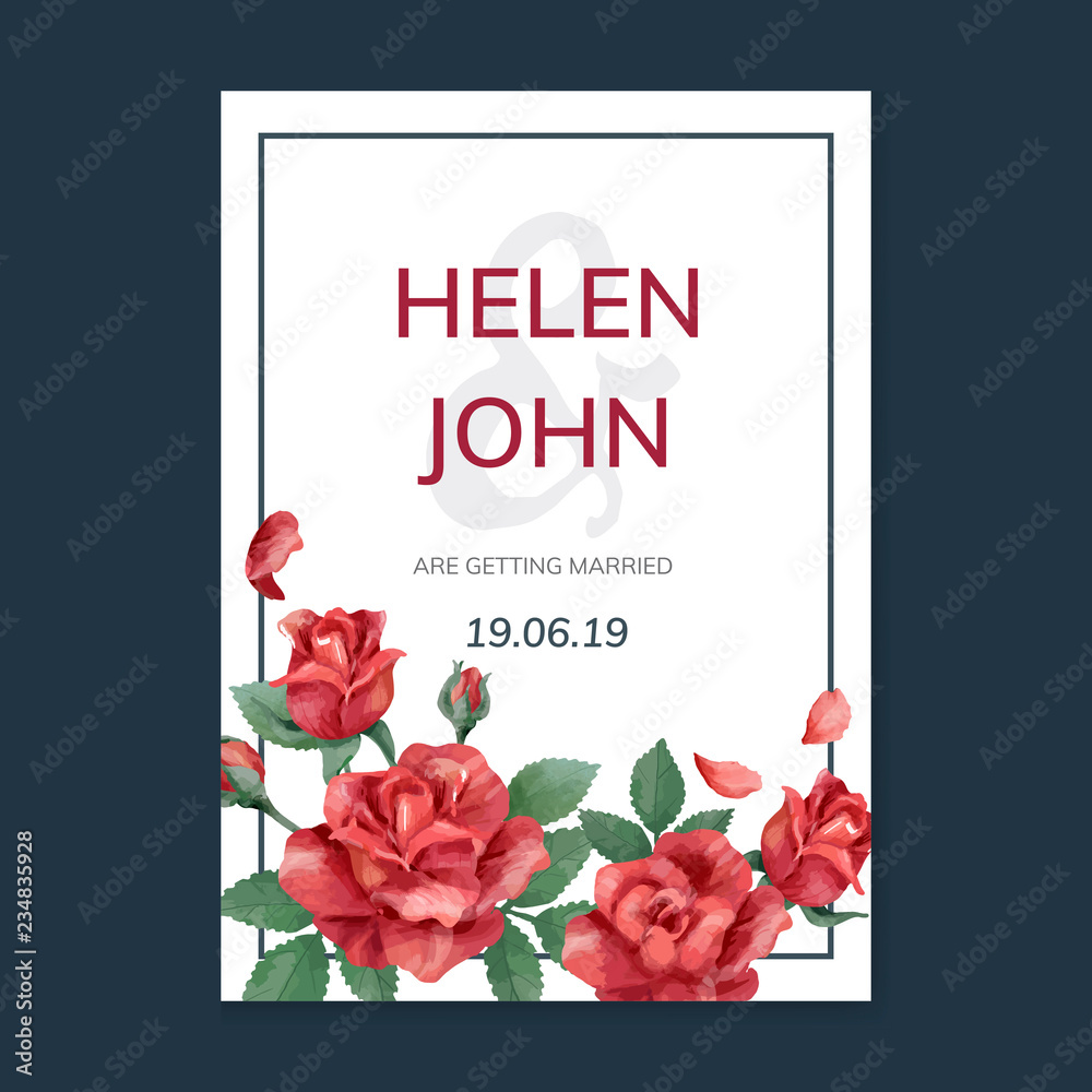 Invitation card with a red color scheme