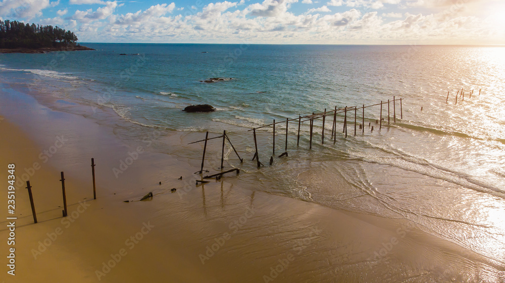 Aerial view, Beautiful Cloudscape over sunset and sea, of Pilai phang nga,Thailand