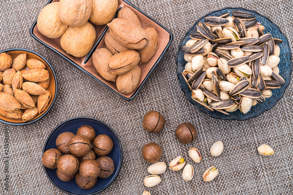 Various nut combinations on plates