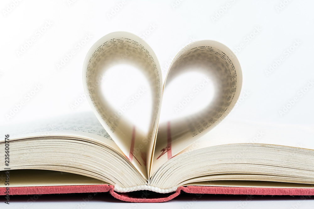 Open book / romantic heart shape