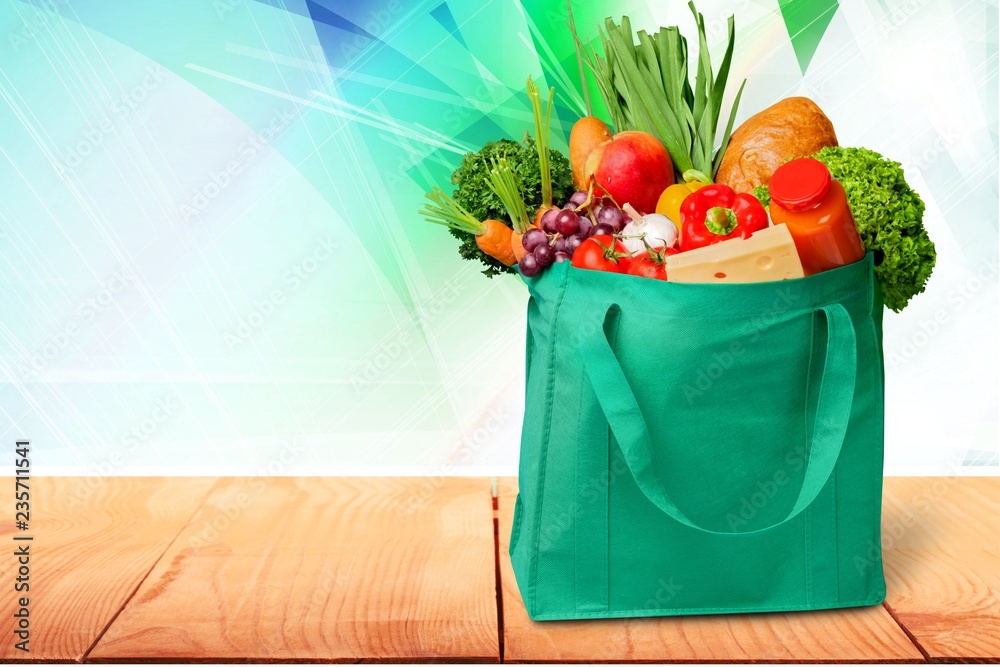 Full shopping  bag, isolated over  background