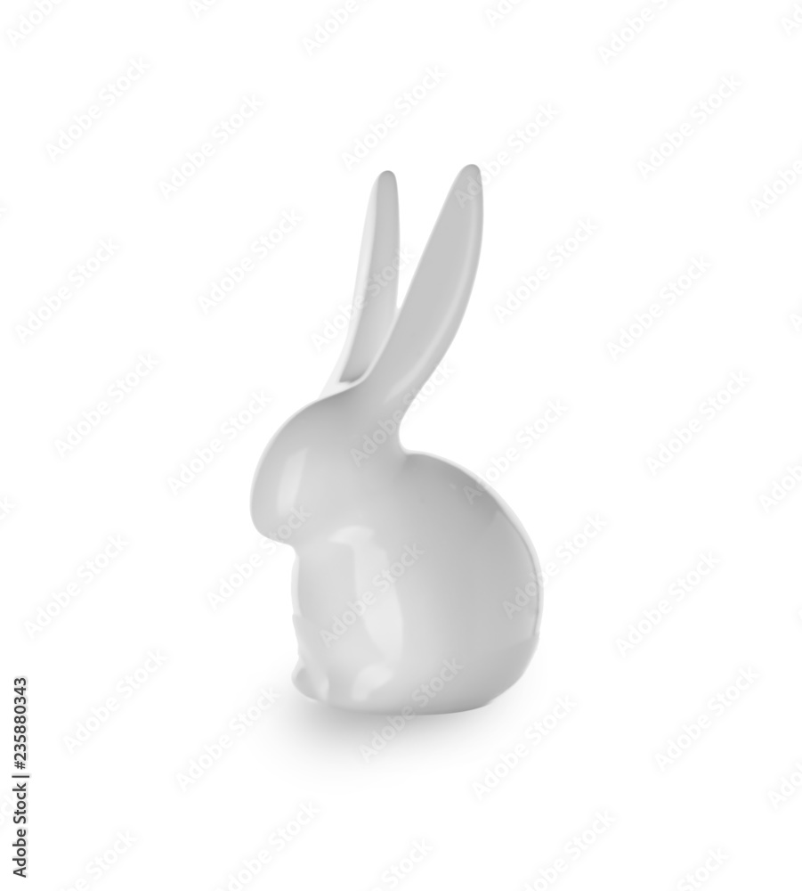 Beautiful ceramic rabbit on white background