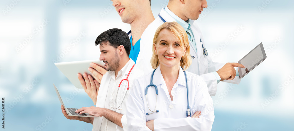 Healthcare people group portrait in creative layout. Professional medical staff, doctors, nurse and 