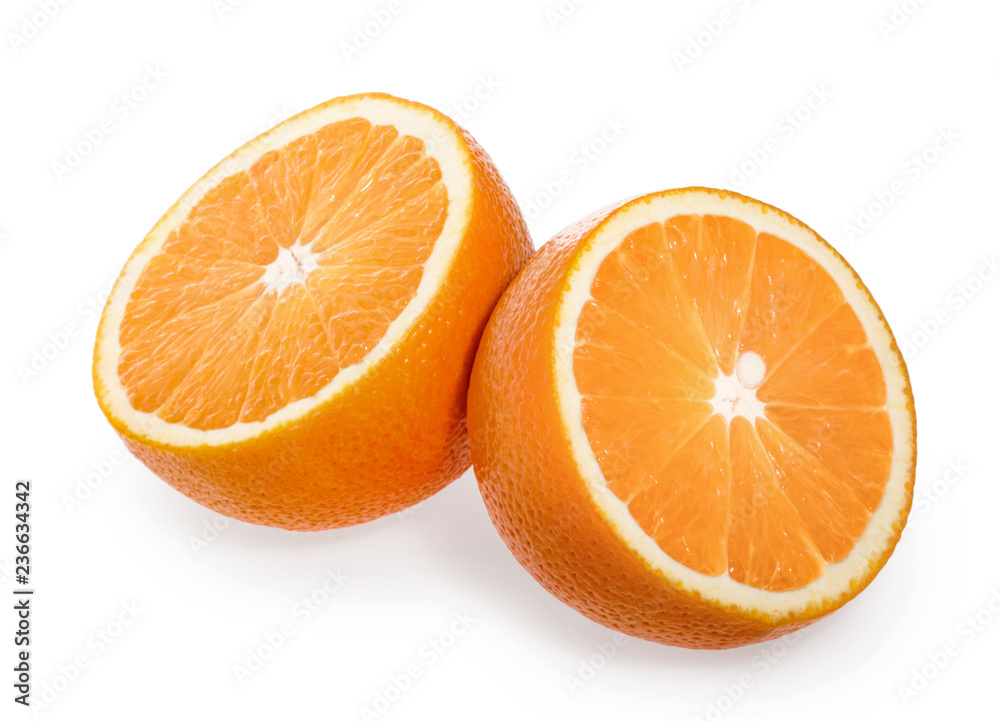 Orange fruits isolated on white background with clipping path