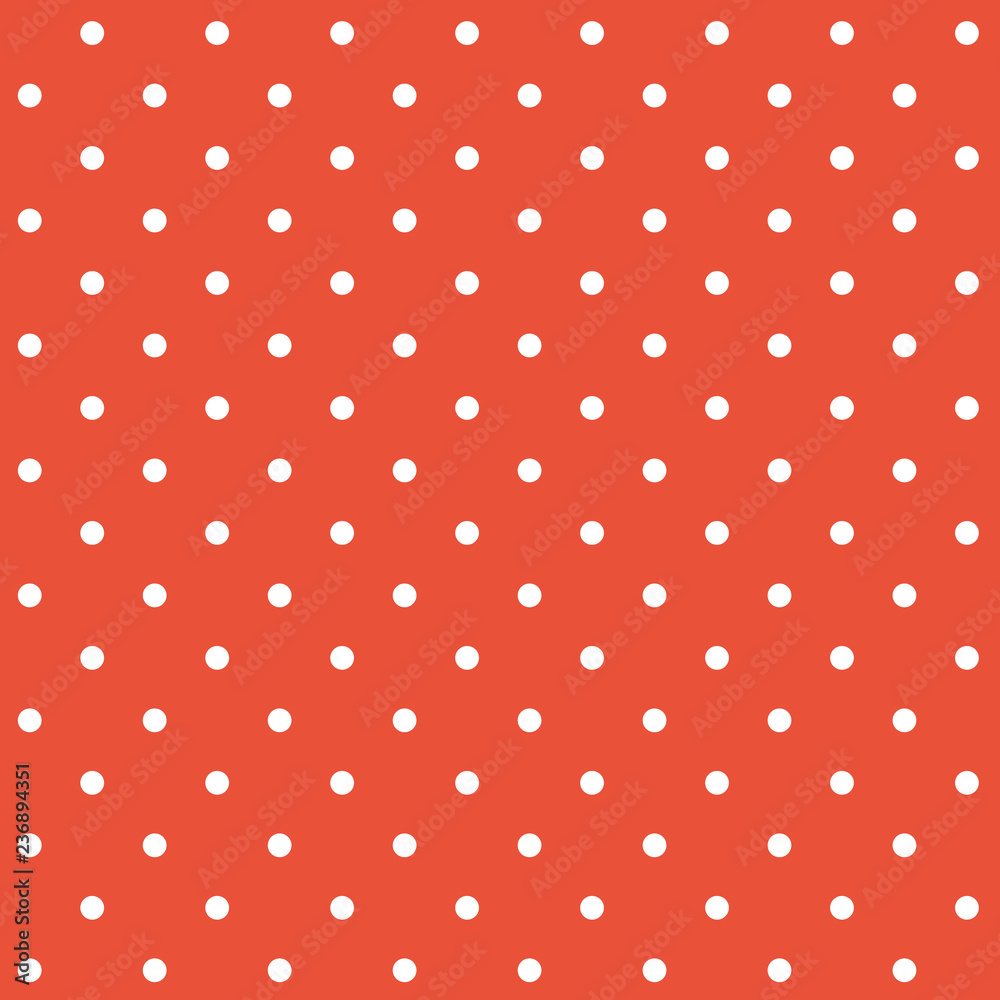 Red and white seamless polka dot pattern vector