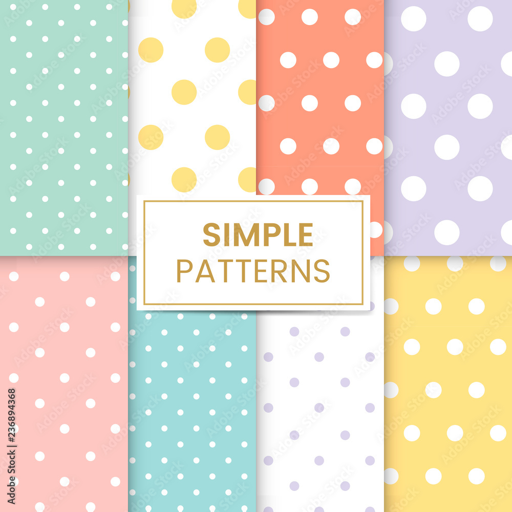 Pastel polka dot seamless pattern vector set