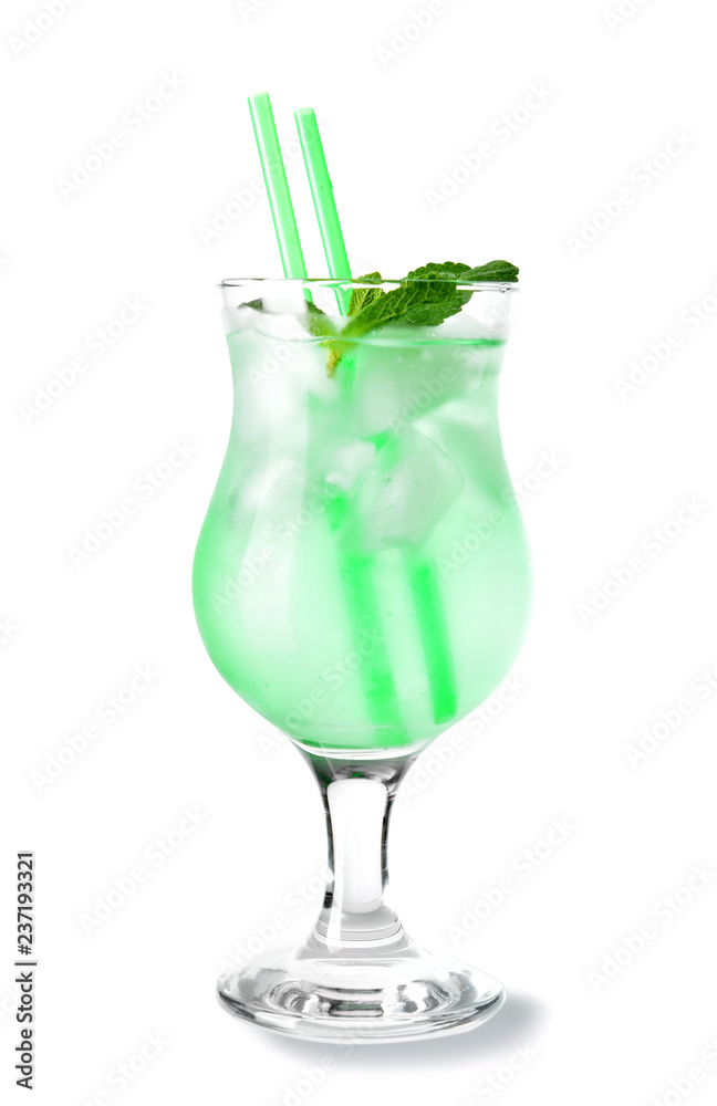 Delicious cocktail on white background