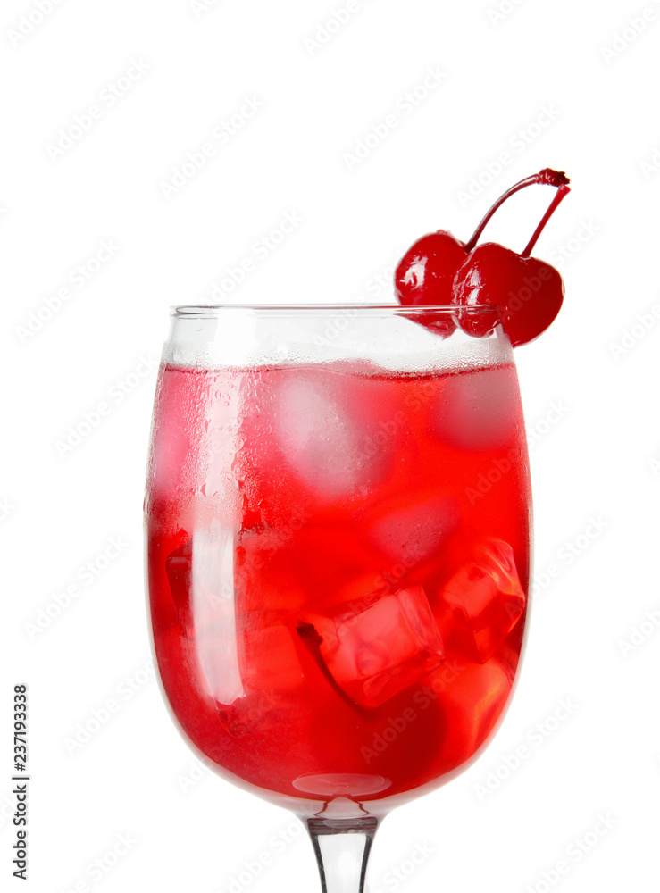 Delicious cocktail on white background