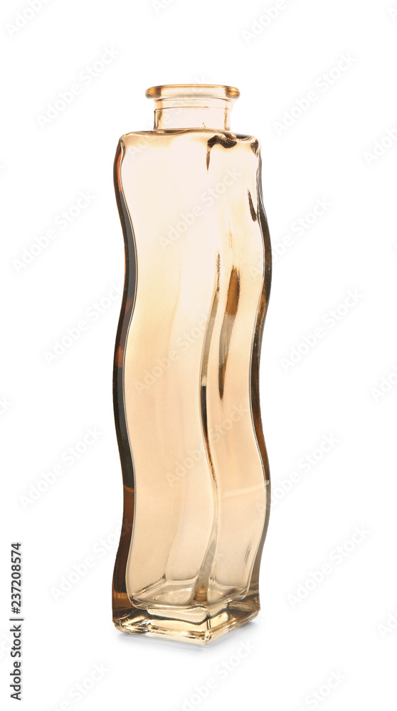 Beautiful glass vase on white background