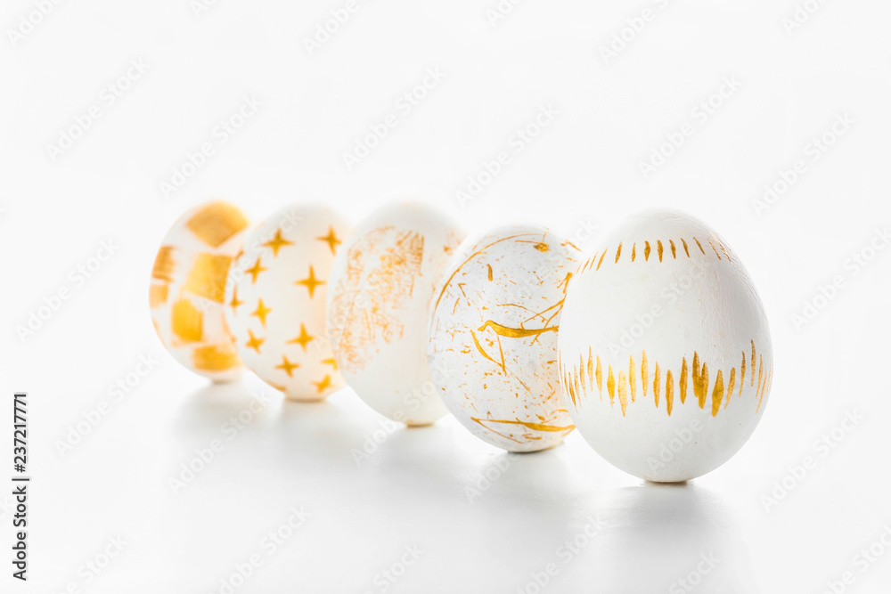 Beautiful Easter eggs on white background