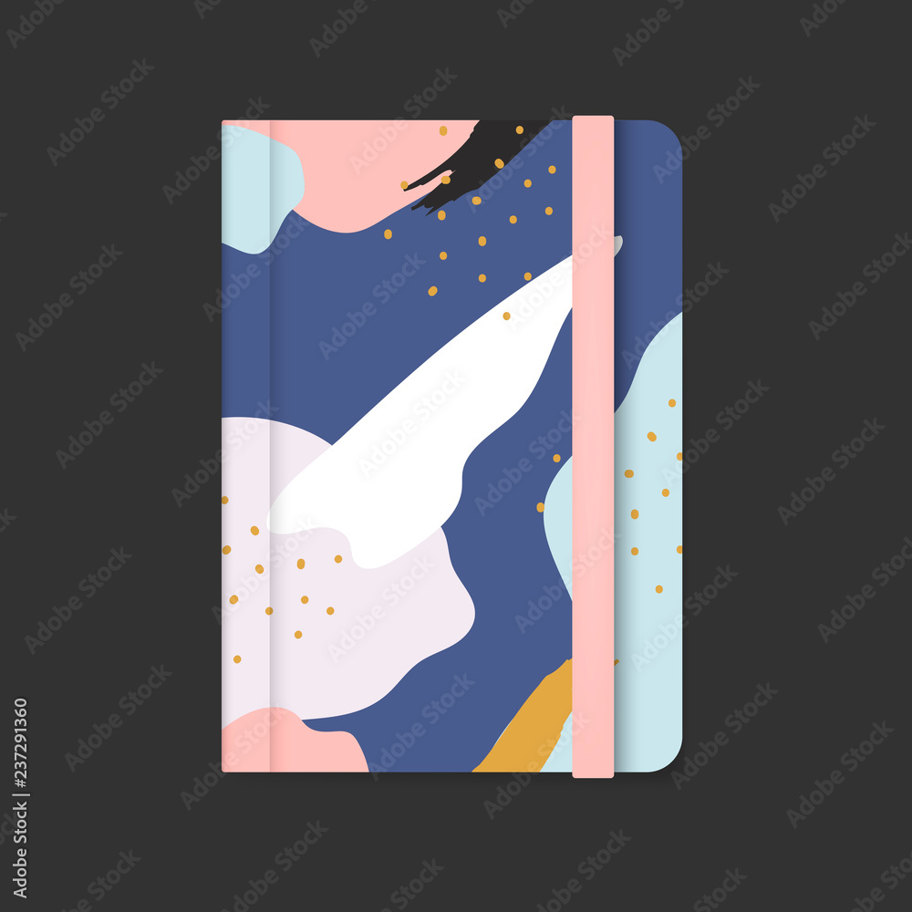 Colorful Memphis design notebook cover vector