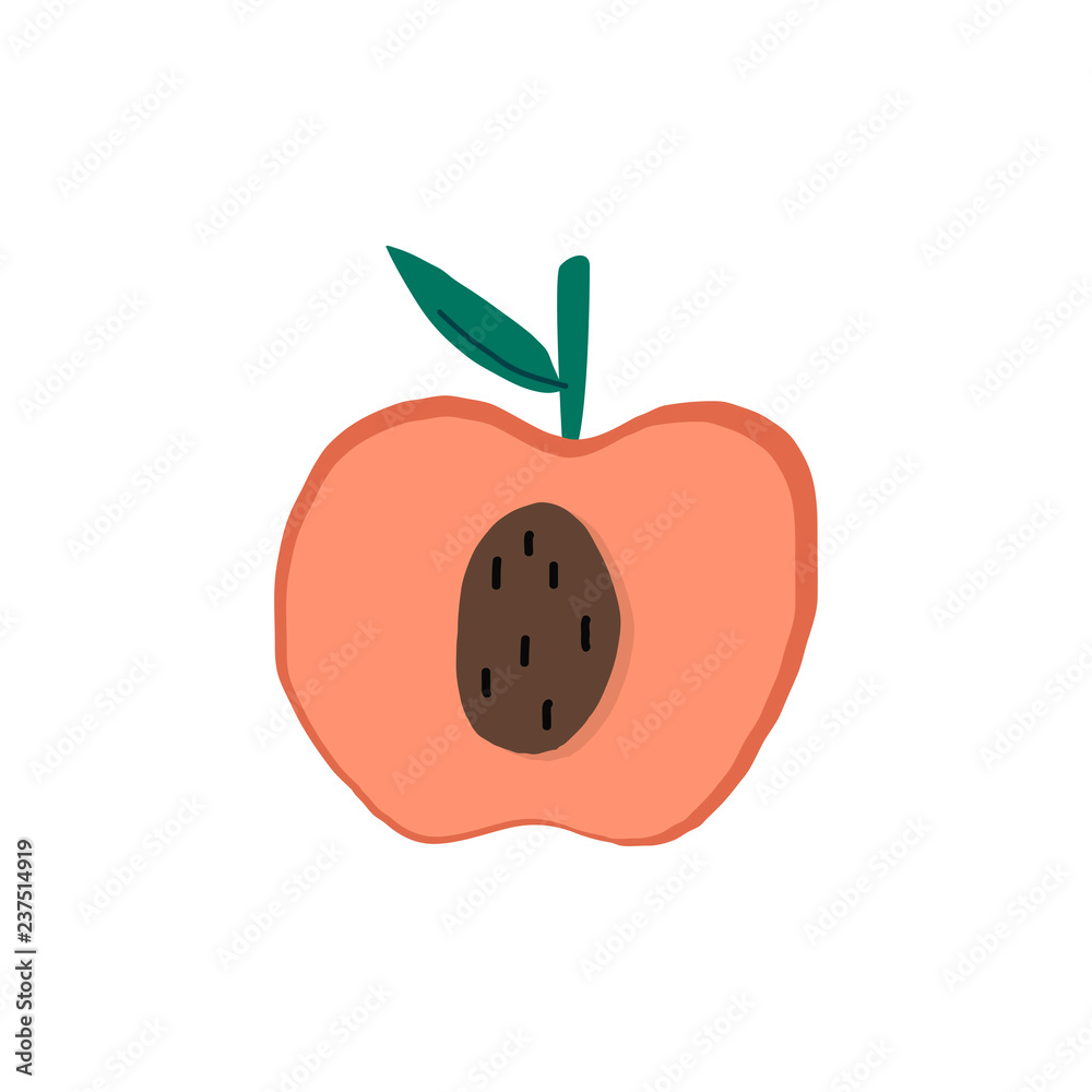 Fresh peach healthy ingredient vector