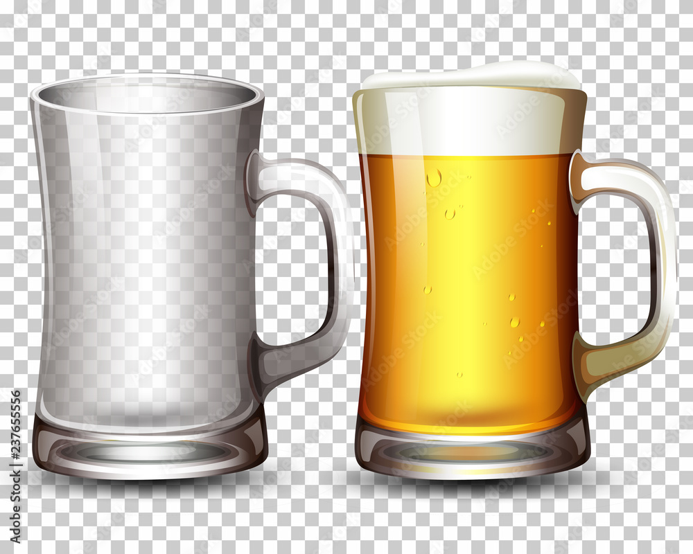 Set of glass and beer