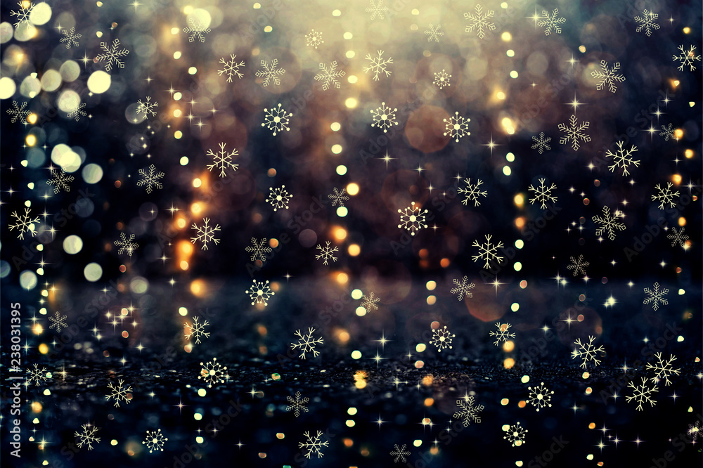 Beautiful snowflakes on an abstract shiny light background