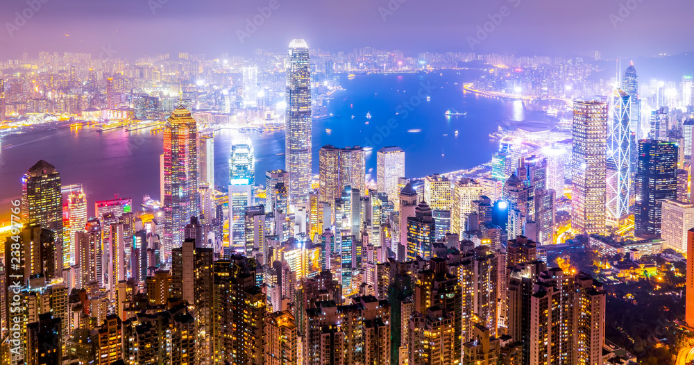 香港天际线与城市夜景