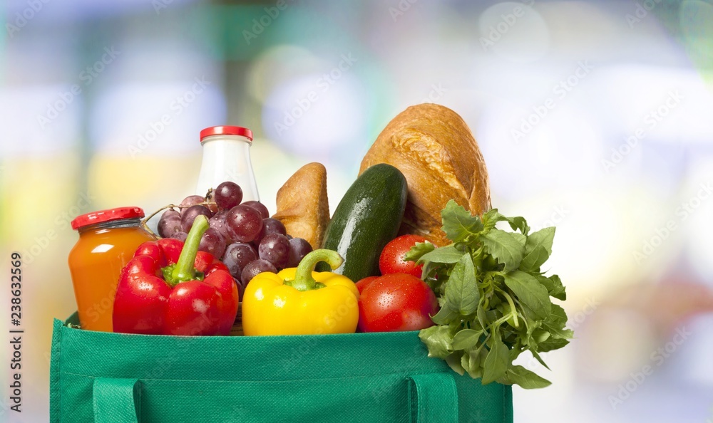 Full shopping  bag, isolated over  background