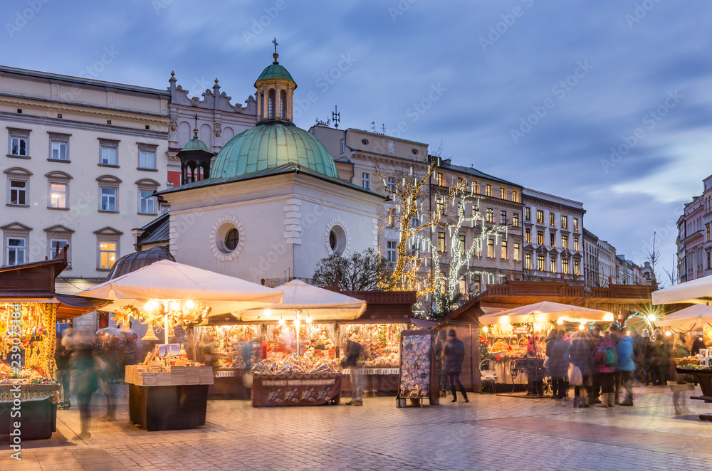 Krakow, Poland, Main Market Square  and Christmas fairs