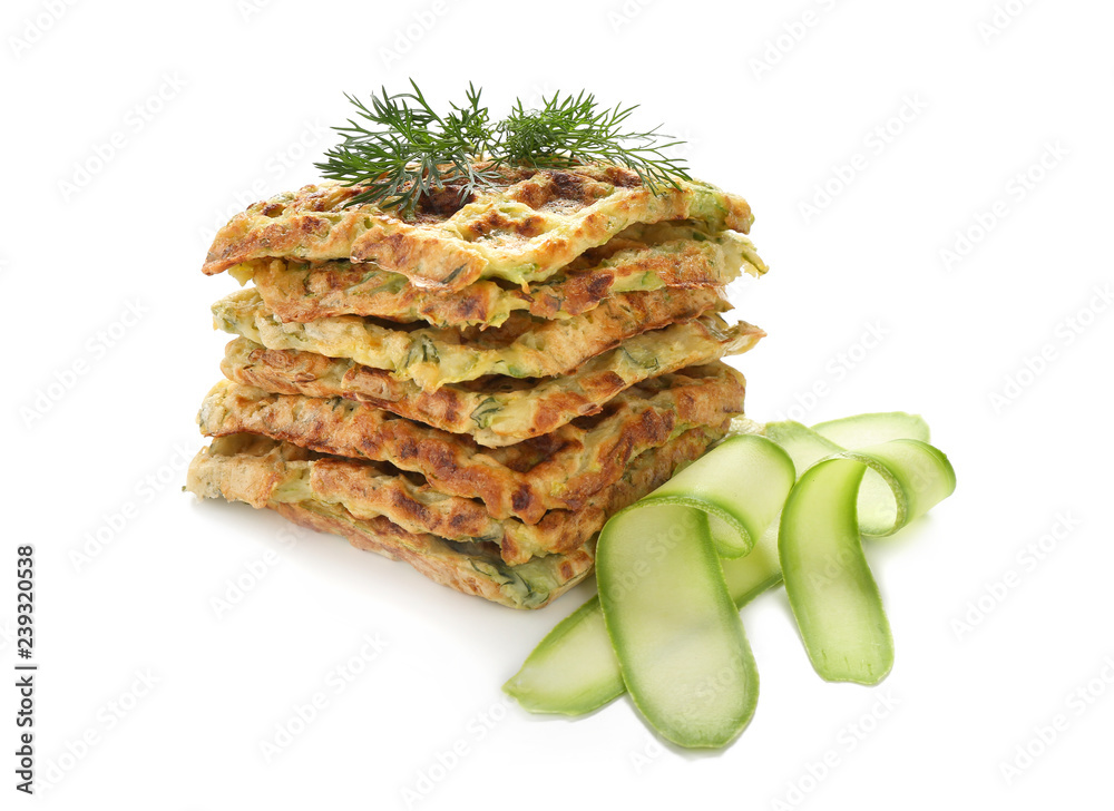 Squash waffles on white background