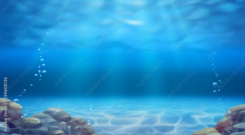 Underwater landscape. Realistic vector background