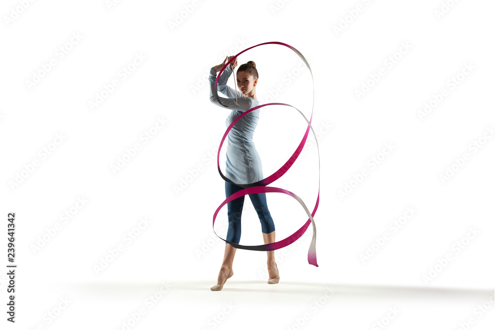 Rhythmic gymnastics isolated on white