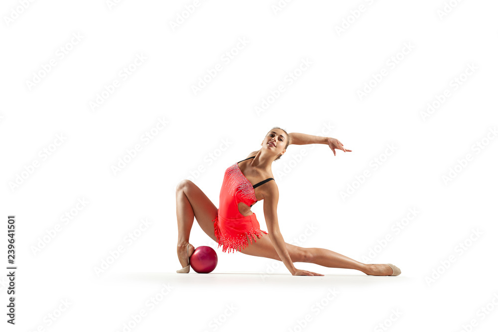 Rhythmic gymnastics isolated on white