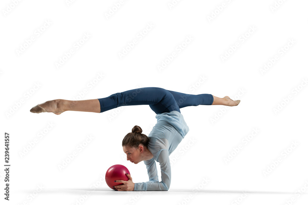 Rhythmic gymnastics isolated on white