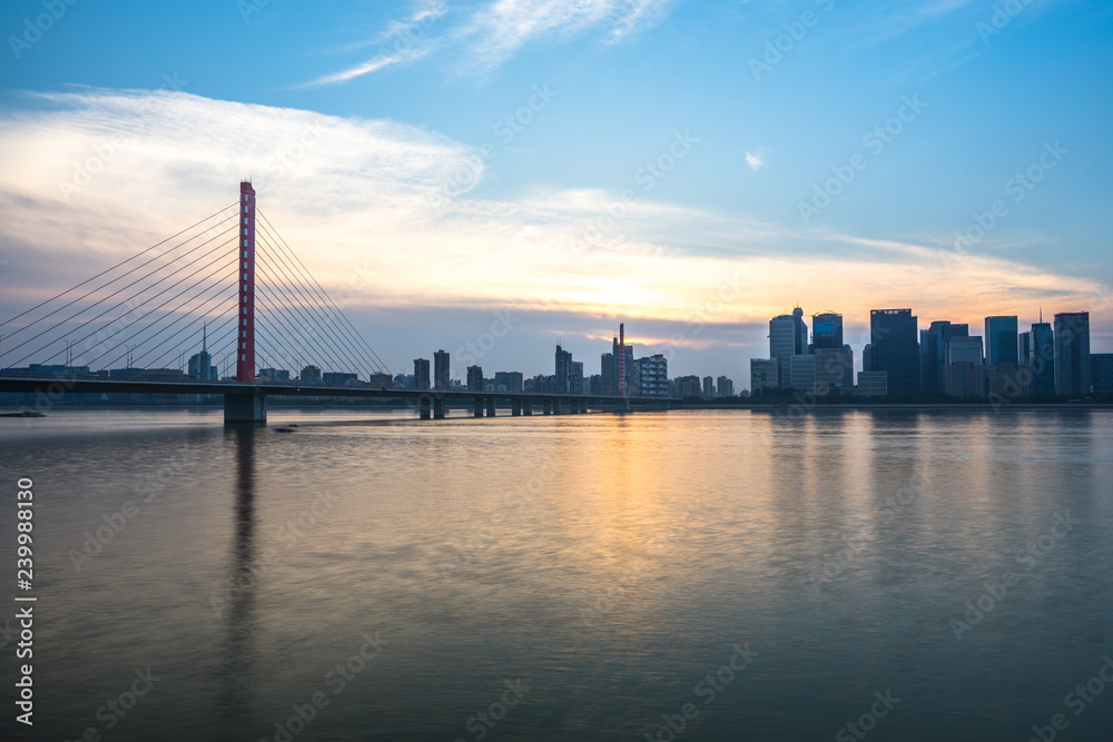 view of city at sunset