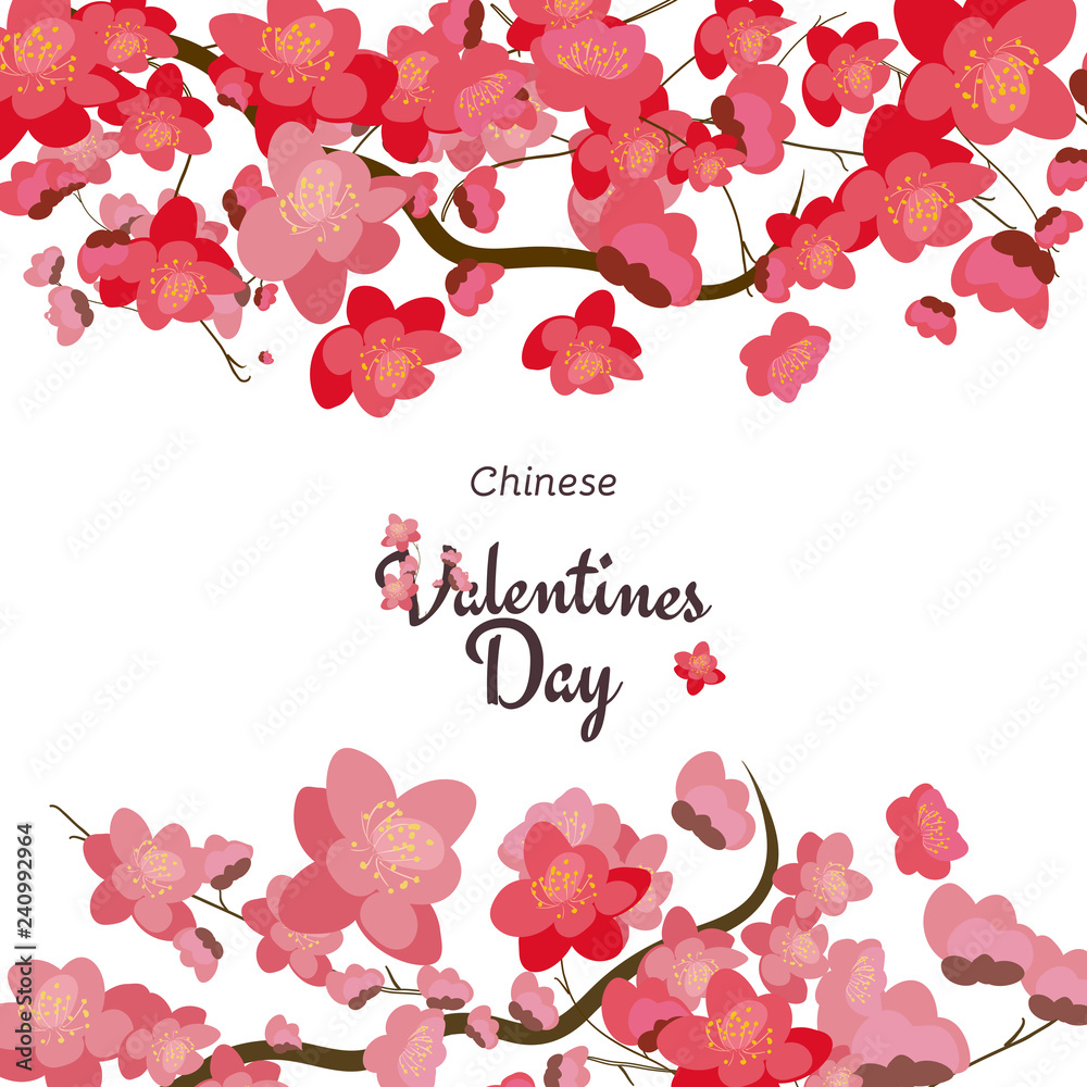 Holiday greetings illustration Chinese Valentines Day. illustration for you. Modern fashion trend de