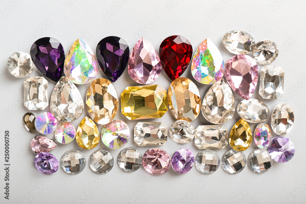 Precious stones for jewellery on white background