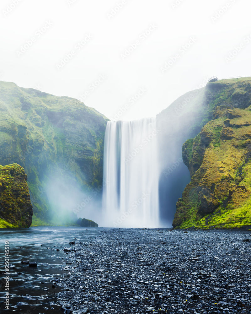 Famous Skogafoss waterfall on Skoga river, Iceland