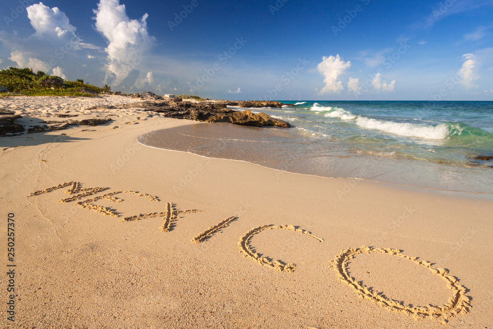 Beautiful Caribbean Sea beach in Playa del Carmen, Mexico