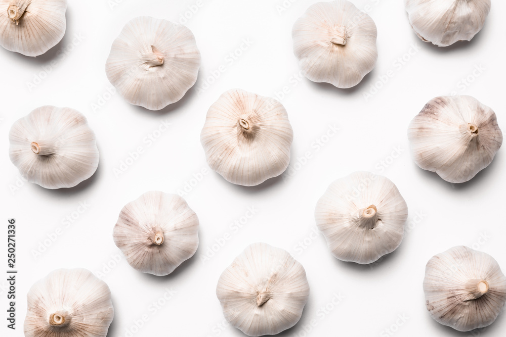 Fresh garlic on white background