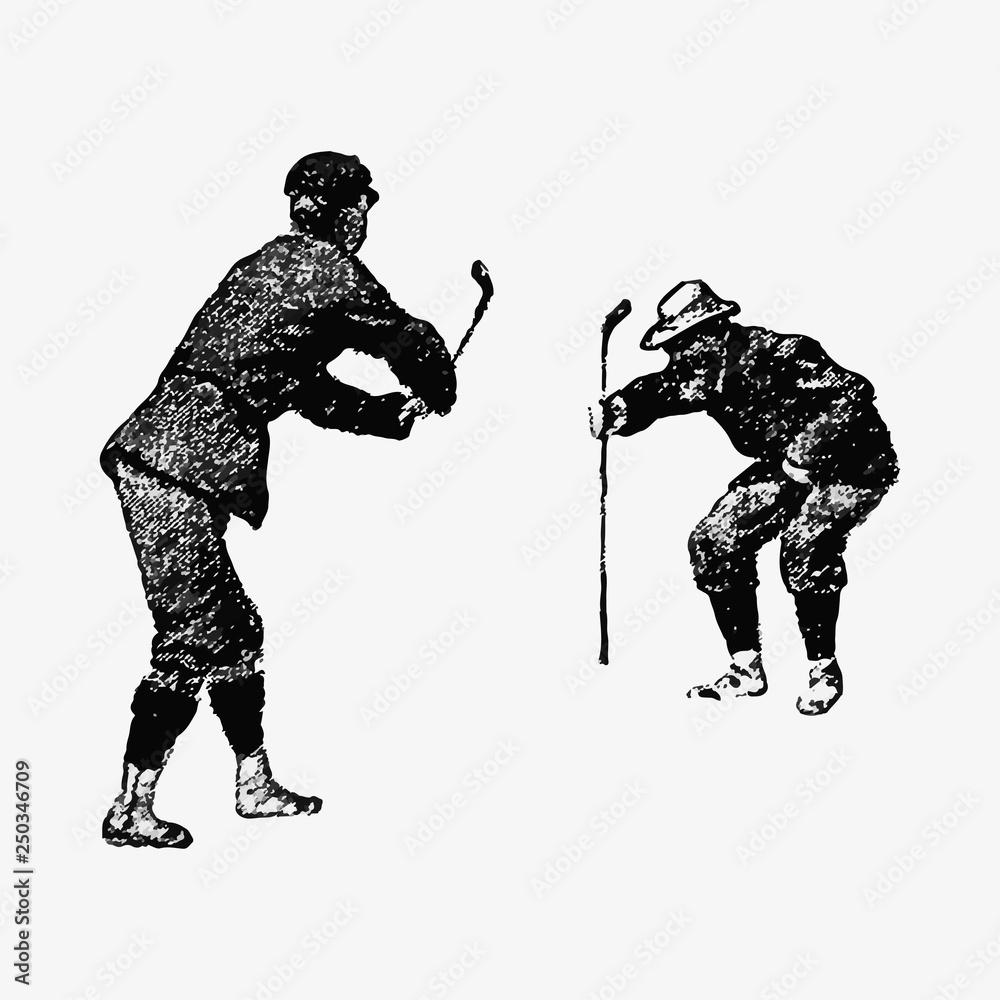 Golfers vintage drawing