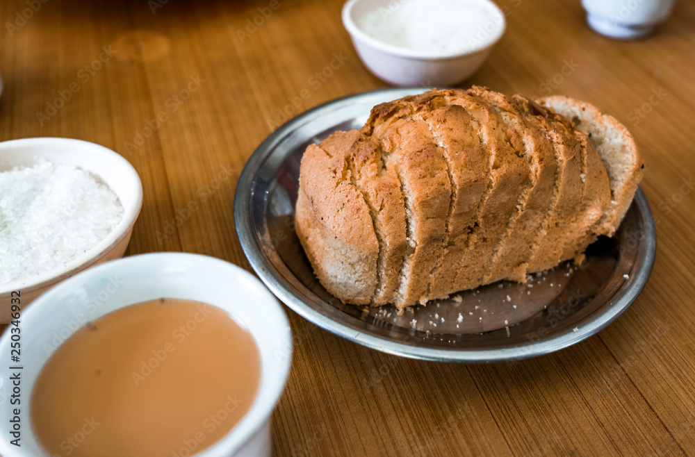 Cake and masala chai tea