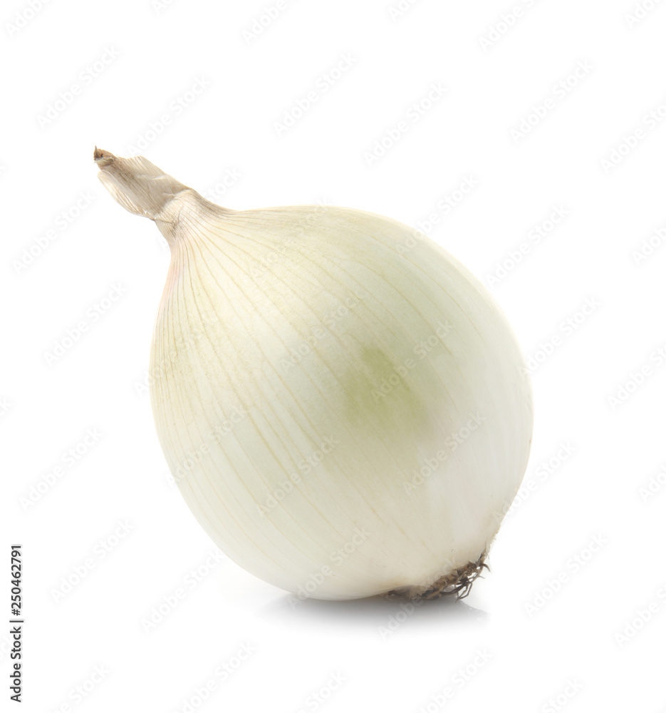 Raw onion on white background