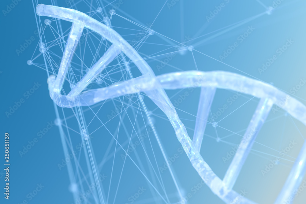 3d rendering, DNA with blue background