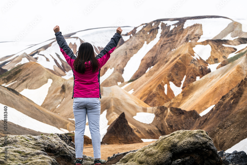 Traveler Hike at Landmannalaugar Iceland Highland