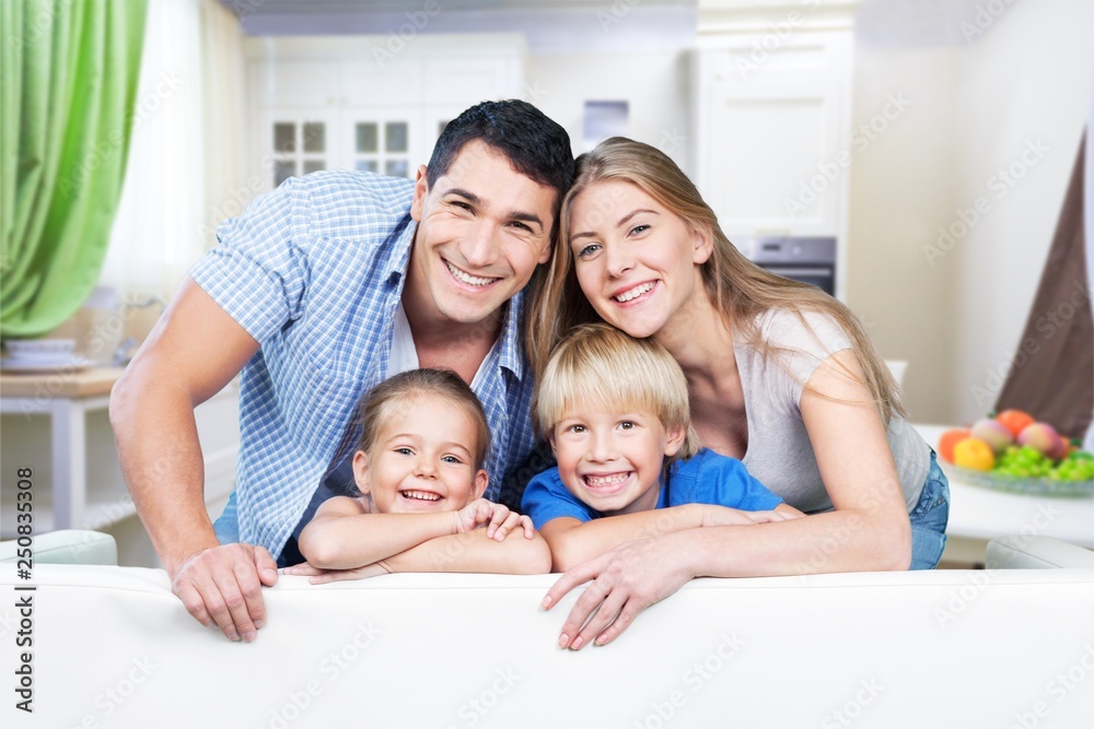 Beautiful smiling family on background