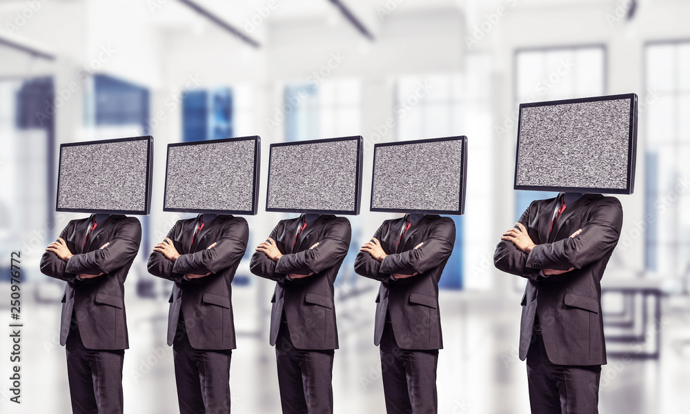 Businessmen with TV instead of head.